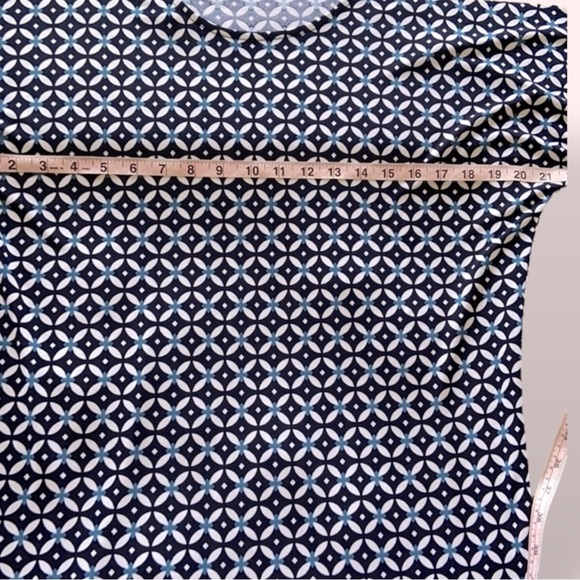 Lauren Ralph Lauren Preppy Blue White Geo Paisley Print Shift Dress Knot Sleeves - Picture 11 of 15